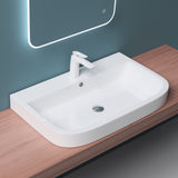 Lavabo à poser Glasvilla, Lavabo mural Brussels5021, L x P x H : 81 x 49 x 18 cm, Céramique blanche avec nano-revêtement