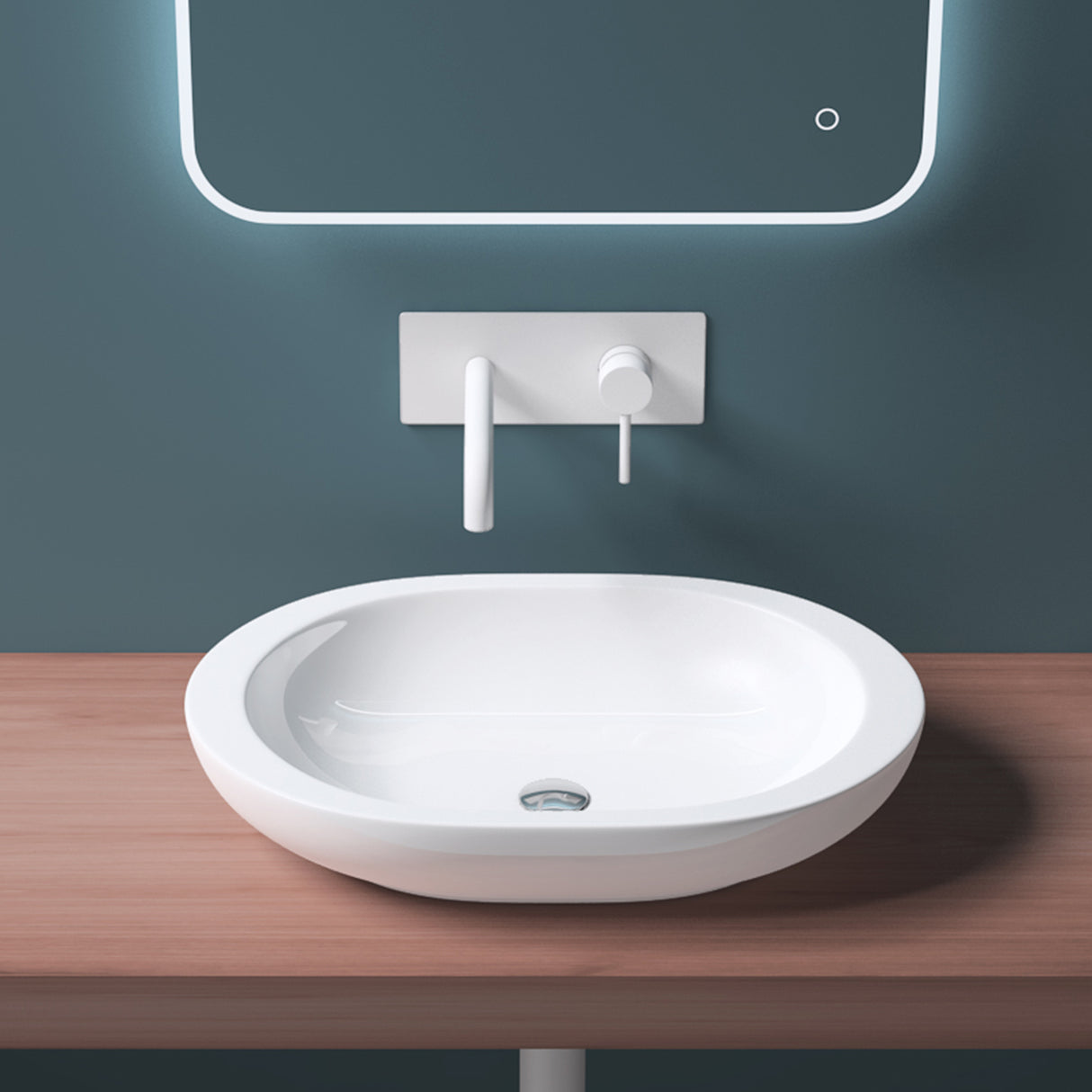 Vasque à poser Glasvilla en céramique blanche avec nano-revêtement