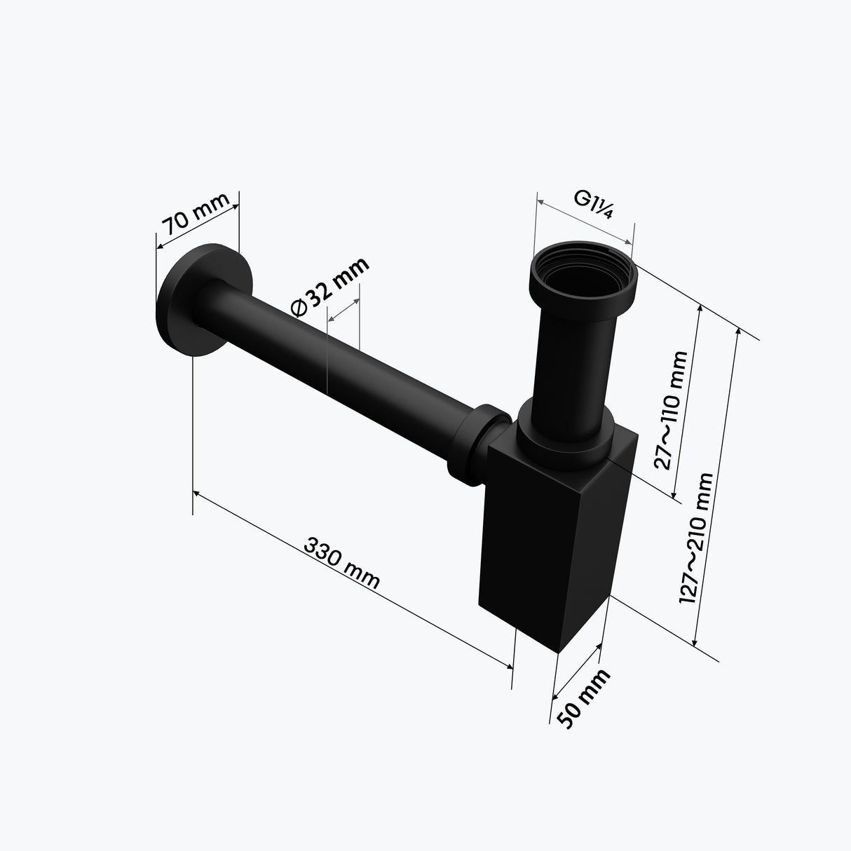 glasvilla Scarico per Lavabo e Mobile Sottolavabo, Sifone Antiodore, Materiale: Ottone, Filettatura di Collegamento