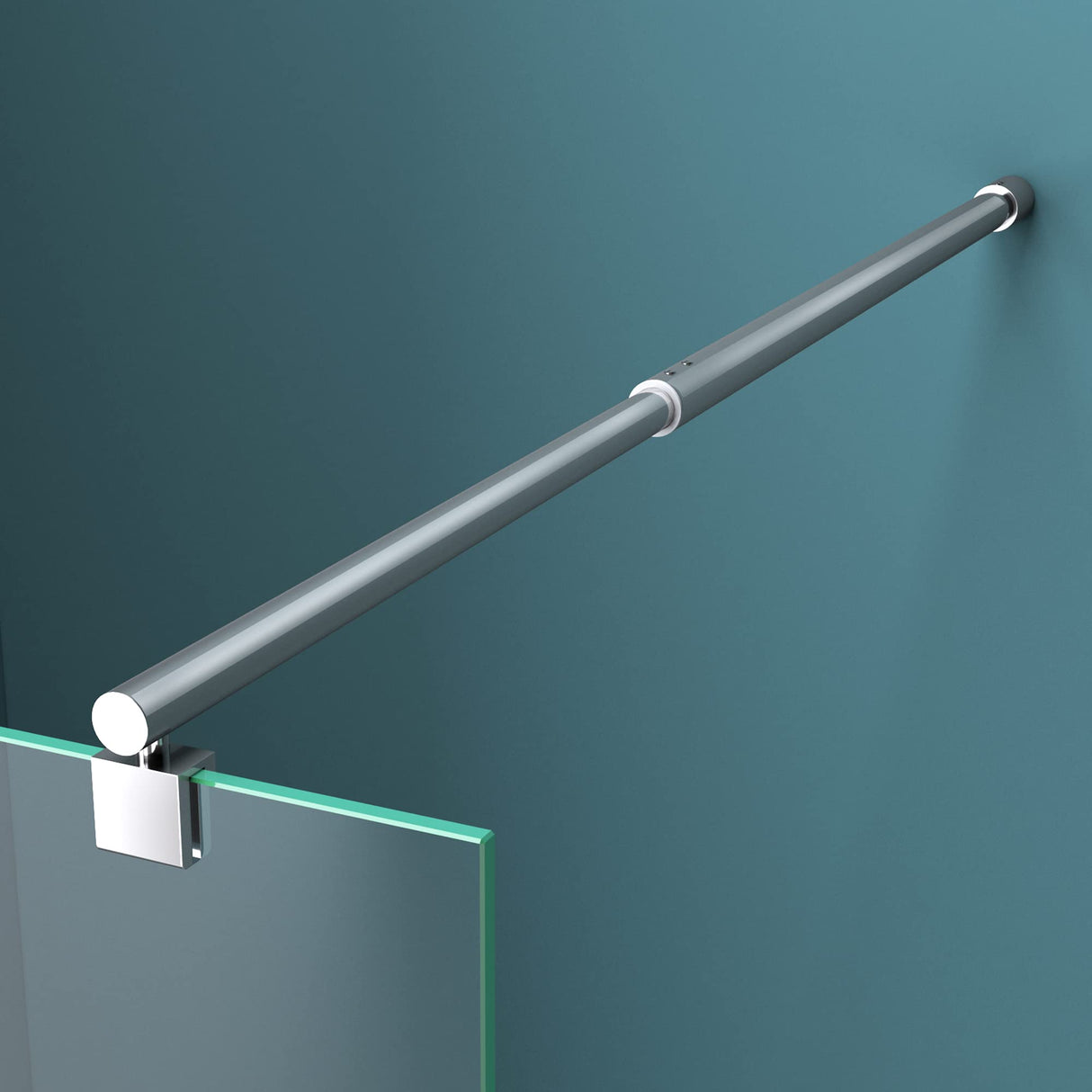 Barre de support pour paroi de douche Glasvilla | Stabilisateur de paroi vitrée pour douches à l'italienne | Pivote à 180° pour verre de 6 à 10 mm d'épaisseur