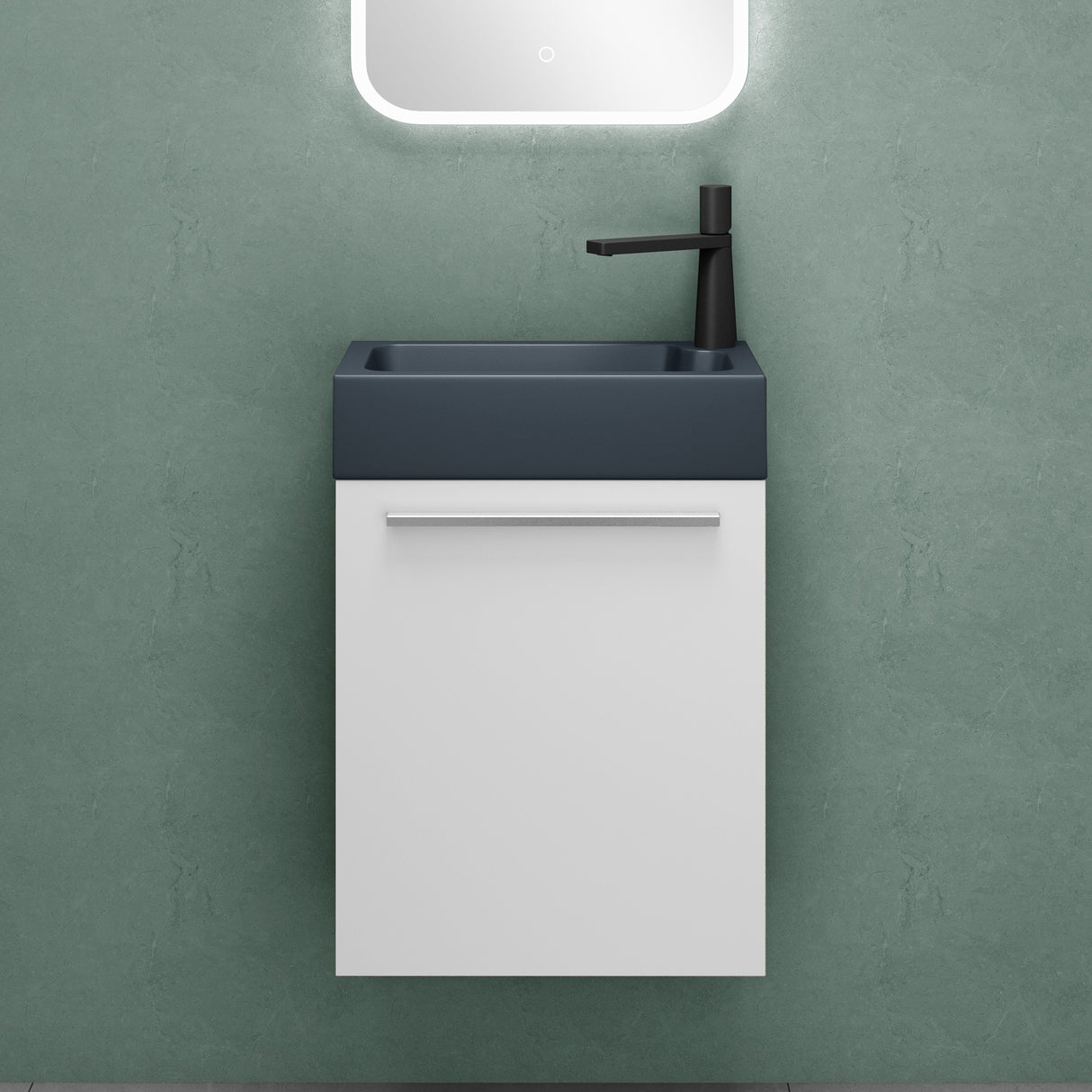 glasvilla Ensemble de Meubles de Salle de Bain avec Meuble Sous-Vasque Lavabo Anthracite Mat et Miroir de Salle de Bain LED 46x26x63 cm Pisa