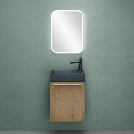 glasvilla Ensemble de Meubles de Salle de Bain avec Meuble Sous-Vasque Lavabo Anthracite Mat et Miroir de Salle de Bain LED 46x26x63 cm Pisa