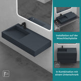 Lavabo Glasvilla, lavabo suspendu, lavabo à poser, en résine minérale moulée, forme rectangulaire, Col11