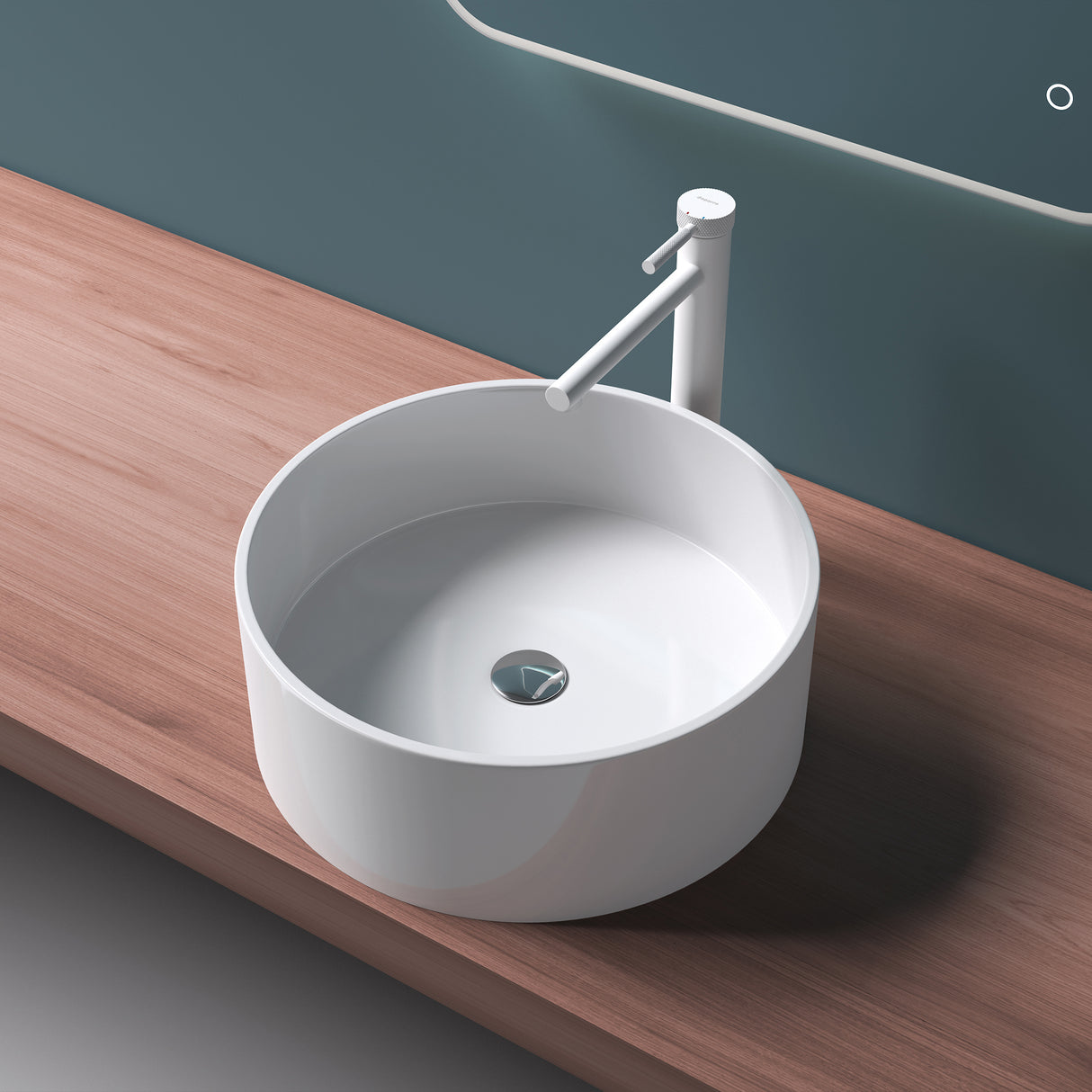 Vasque ronde Glasvilla 40x40x15cm Col804 à poser, sans trou de robinetterie ni trop-plein