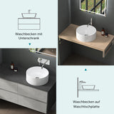 Vasque ronde Glasvilla 40x40x15cm Col804 à poser, sans trou de robinetterie ni trop-plein