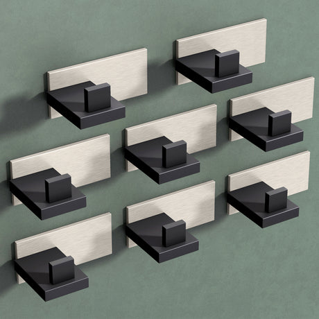 Glasvilla Design – Ganchos de pared de acero inoxidable Stalo-06 / Stalo-07 con montaje adhesivo o atornillado
