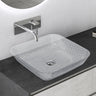 Lavabo en verre à poser Glasvilla, vasque rectangulaire, dimensions L x P x H : 40 x 40 x 11 cm (Minerva03)