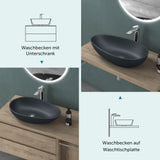 glasvilla Waschbecken oval Aufsatzwaschbecken ohne Hahnloch und Überlauf Col809