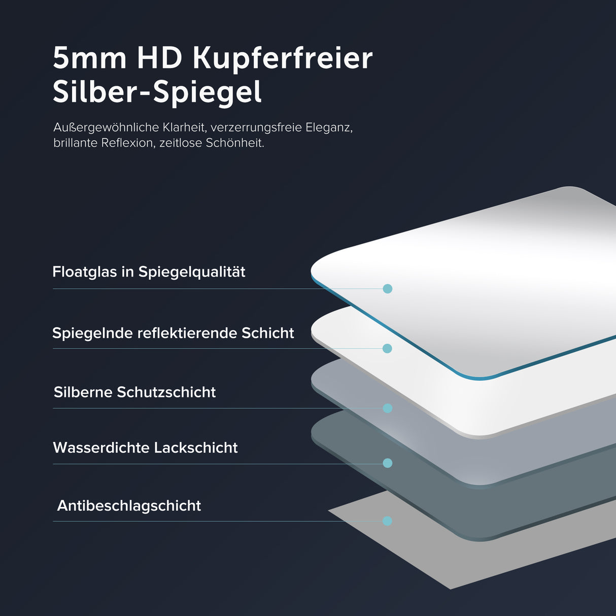 glasvilla Miroir Mural de Salle de Bain Miroir de Salle de Bain LED avec Interrupteur Tactile Antibuée Couche Antibuée