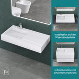 Lavabo Glasvilla, lavabo suspendu, lavabo à poser, en résine minérale moulée, forme rectangulaire, Col11