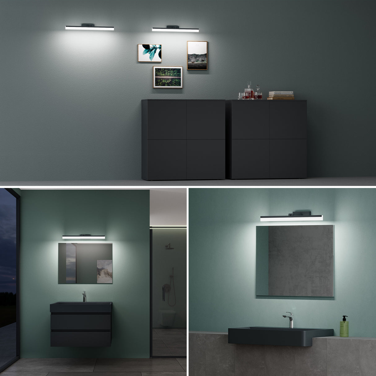 lámpara de espejo LED de 40 cm para baño | lámpara de espejo, 6000K lámpara de baño | giratoria 180° 9W Luxaris