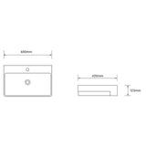 Lavabo à poser Glasvilla, lavabo rectangulaire en céramique, 1 trou de robinetterie, blanc, Bruxelles 702