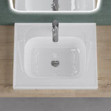 Lavabo encastré Glasvilla blanc brillant, meuble vasque rectangulaire en fonte minérale Col3601
