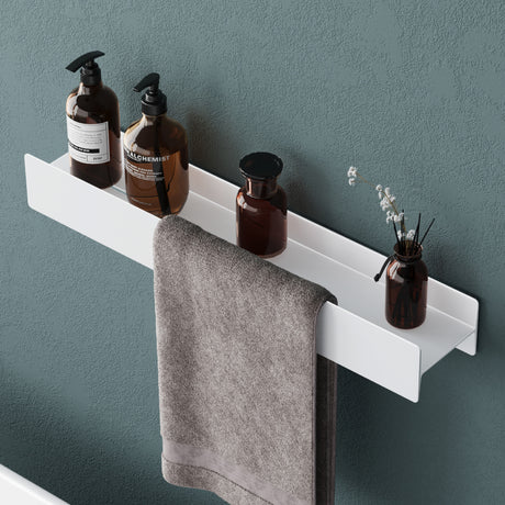 glasvilla Mensola da Parete Multifunzionale, Mensola per Doccia in Lega di Alluminio-Magnesio con Strato Antiruggine Mensola da Appendere per Bagno e Cucina, Rimovibile, Reglo-03