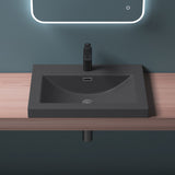 Lavabo Glasvilla, vasque encastrée, meuble-lavabo, en fonte minérale, rectangulaire, 1 trou de robinetterie, avec trop-plein, Col01