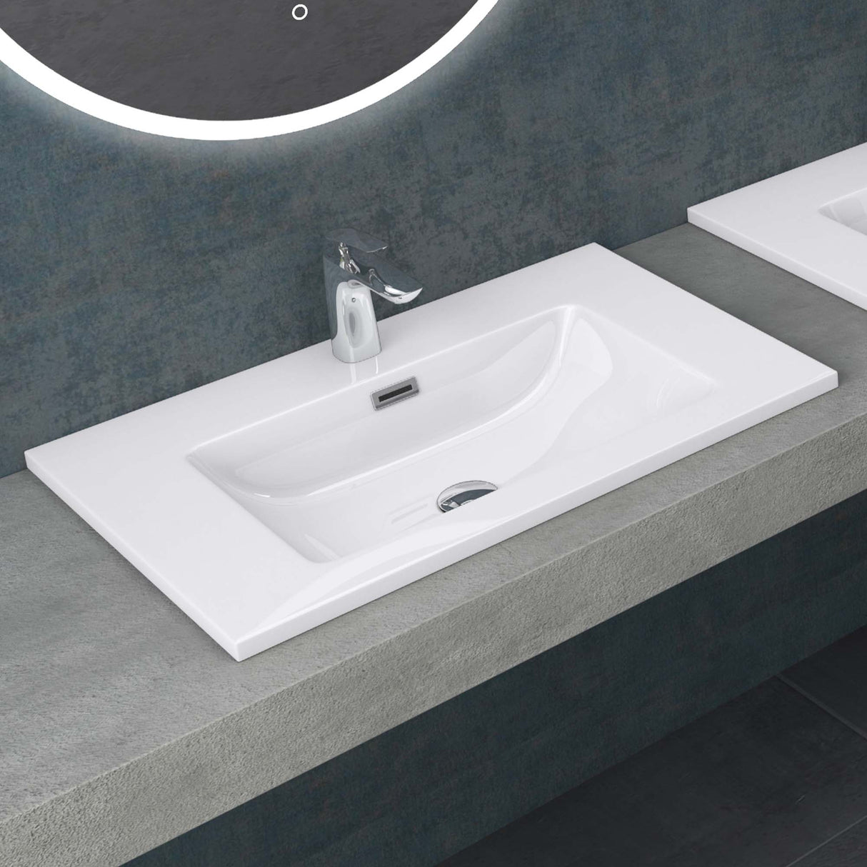 lavabo Glasvilla, lavabo encastré, meuble vasque, lavabo encastré en fonte minérale Col02