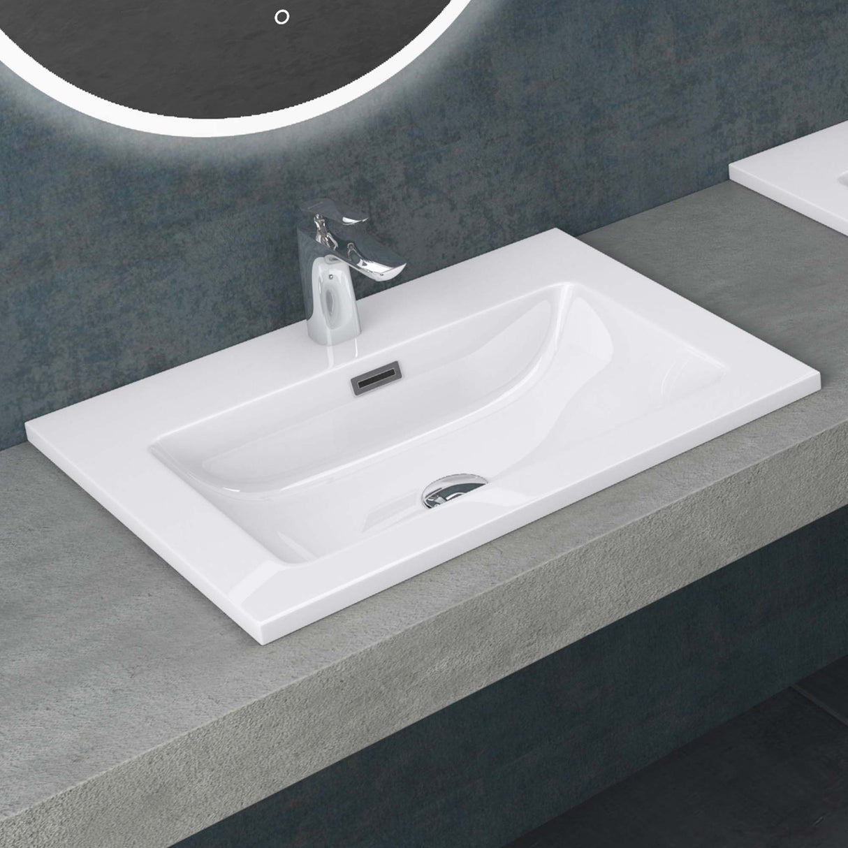 lavabo Glasvilla, lavabo encastré, meuble vasque, lavabo encastré en fonte minérale Col02