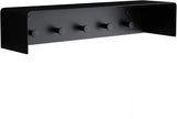 glasvilla Handtuchhaken mit Ablage Schwarz matt 50x10x10 cm aus Edelstahl Wandregal mit Hakenleiste, Handtuchhalter Wandmontage inkl. 5 Haken, MMF257