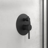 Système de douche bien-être à effet pluie Glasvilla, noir mat, avec pommeau de douche rond (Ø 19 cm), comprenant une douchette et un mitigeur monocommande au design intemporel.