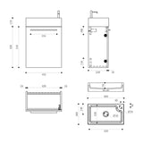 glasvilla Ensemble de Meubles de Salle de Bain Petit Meuble Sous-Vasque 46 cm Meuble Bas avec Vasque Blanche en Solid Surface pour WC Invités Pisa