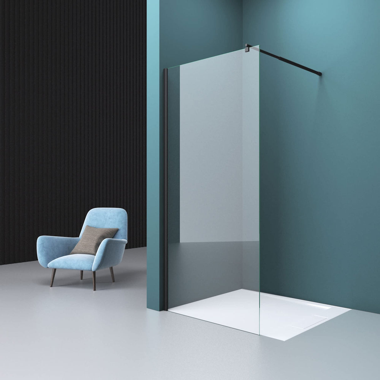 Barre de support pour paroi de douche Glasvilla | Stabilisateur de paroi vitrée pour douches à l'italienne | Pivote à 180° pour verre de 6 à 10 mm d'épaisseur