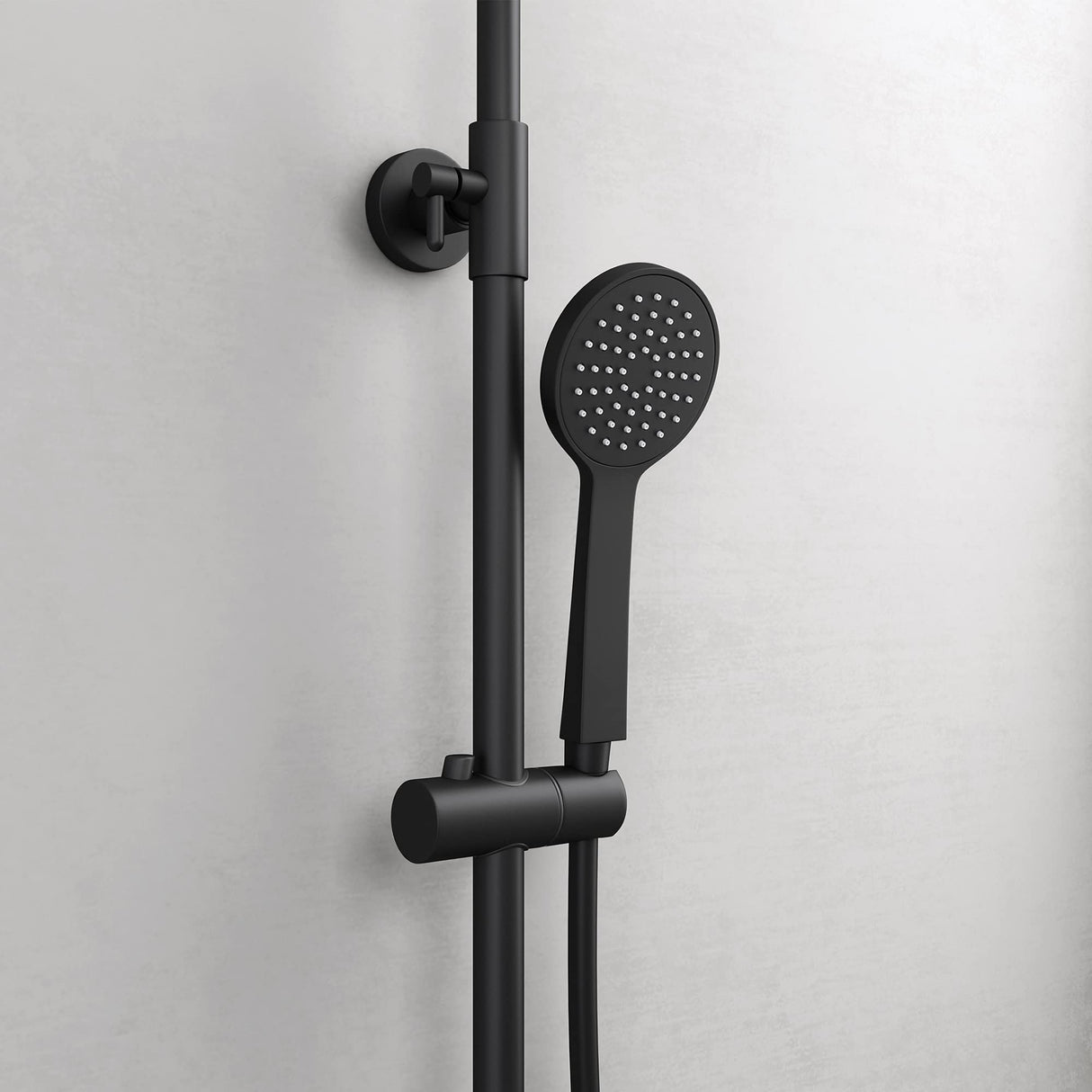 glasvilla Wassersparende Regendusche Wellness-Duschsystem schwarz matt mit rundem Duschkopf (Ø 20cm) Dusch-Set mit Handbrause & Einhebelmischer in zeitloser Optik