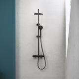 glasvilla Wassersparende Regendusche Wellness-Duschsystem schwarz matt mit rundem Duschkopf (Ø 20cm) Dusch-Set mit Handbrause & Einhebelmischer in zeitloser Optik