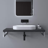 glasvilla Plan de Travail pour Lavabo avec 2 Supports de Console en Acier Inoxydable Support de Lavabo Panneau en Bois