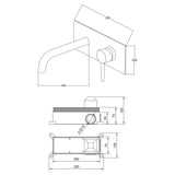 Robinet mural Glasvilla, élégant robinet chromé pour lavabo, corps de montage inclus