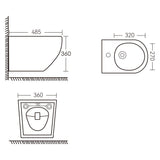 glasvilla Hänge-Bidet Weiß 48,5x36x36cm aus Keramik 1-Hahnloch schmutzabweisende Oberfläche Düren179