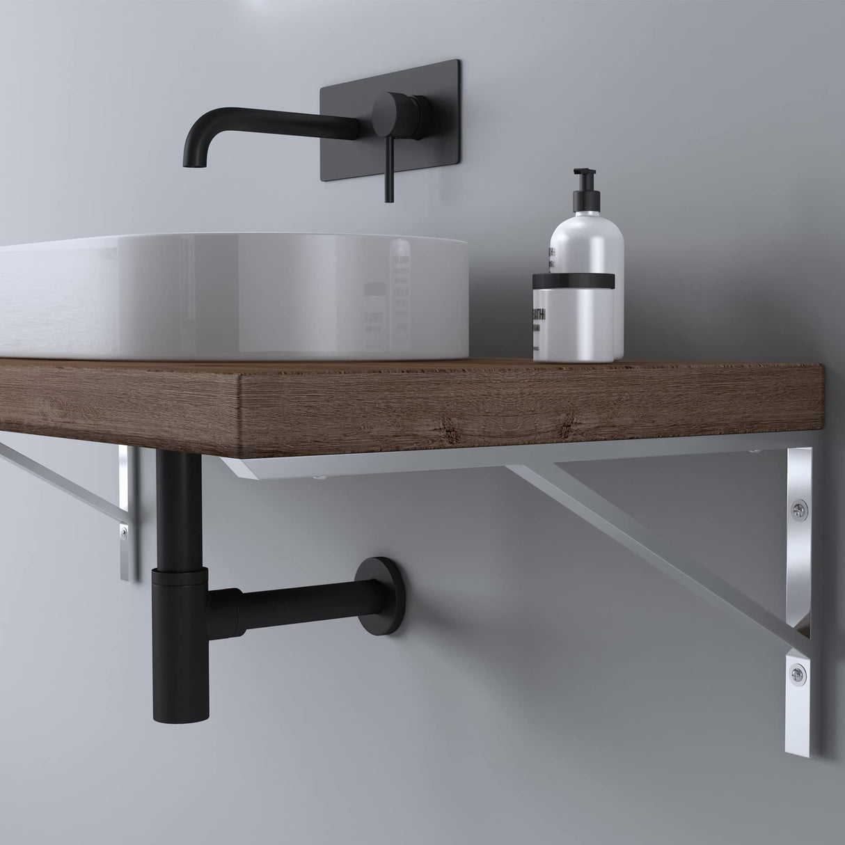 Support mural de lavabo en acier inoxydable Glasvilla Design WH02