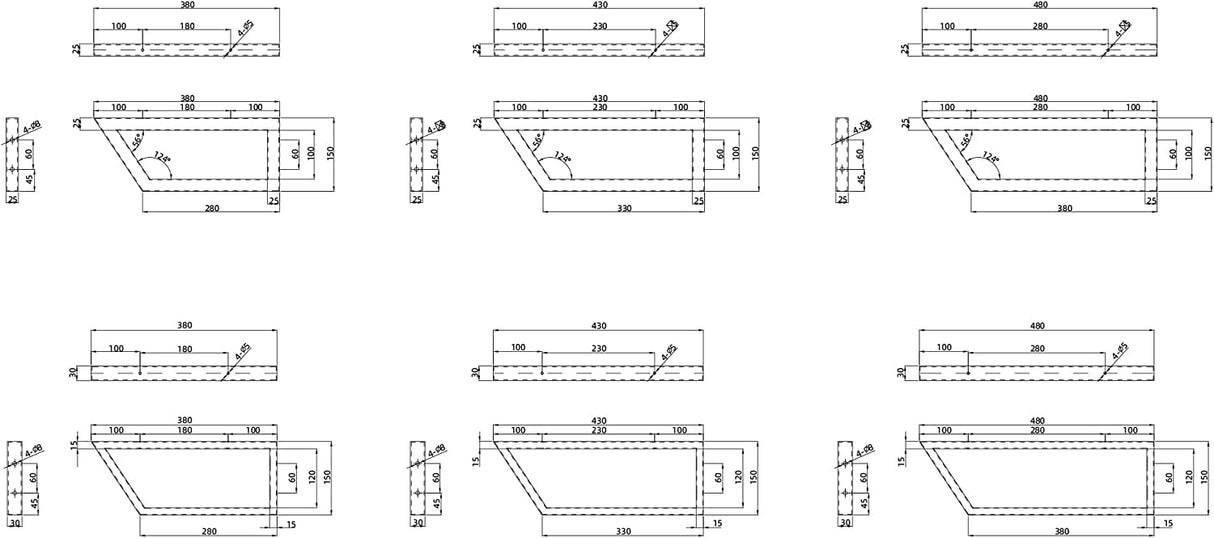 Console murale en acier inoxydable Glasvilla Design, support de lavabo, support d'étagère, porte-étagère WH04