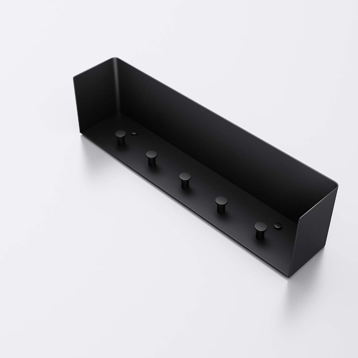 glasvilla Handtuchhaken mit Ablage Schwarz matt 50x10x10 cm aus Edelstahl Wandregal mit Hakenleiste, Handtuchhalter Wandmontage inkl. 5 Haken, MMF257
