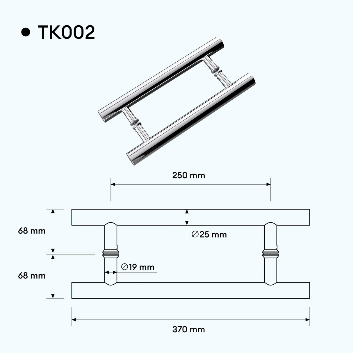 Poignée de porte Glasvilla, bouton de porte intérieure, poignée de porte de douche, poignée de barre, poignées de porte en verre, poignée de poussée