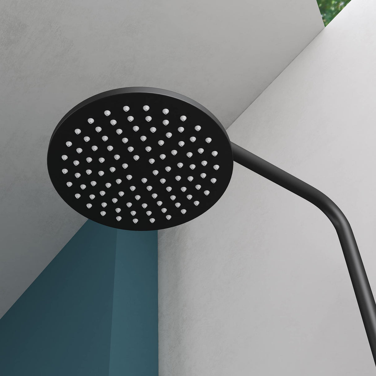 glasvilla Wassersparende Regendusche Wellness-Duschsystem schwarz matt mit rundem Duschkopf (Ø 20cm) Dusch-Set mit Handbrause & Einhebelmischer in zeitloser Optik