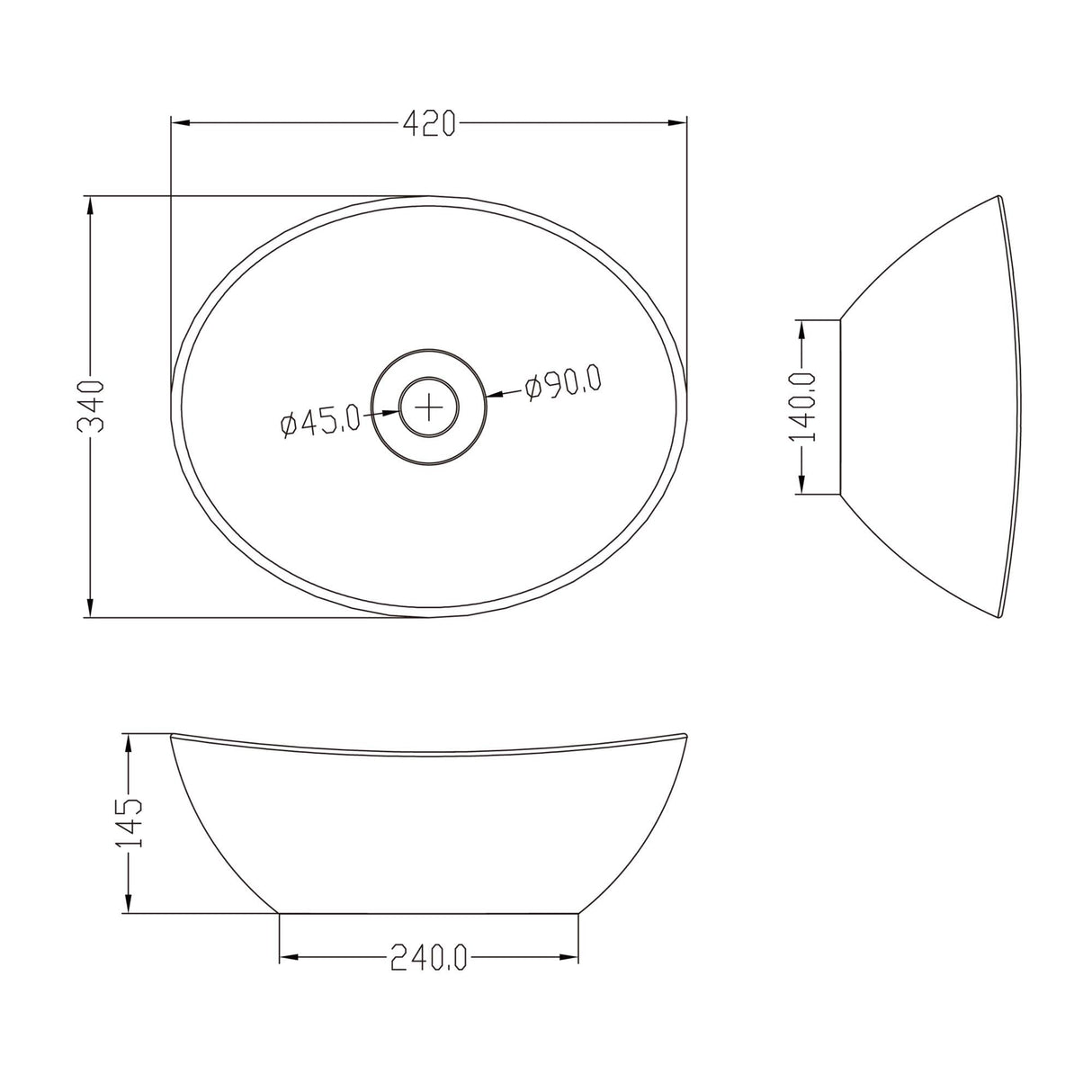 glasvilla Lavabo Lavabo de encimera Cuenco de cerámica con sellado nano Bruselas205