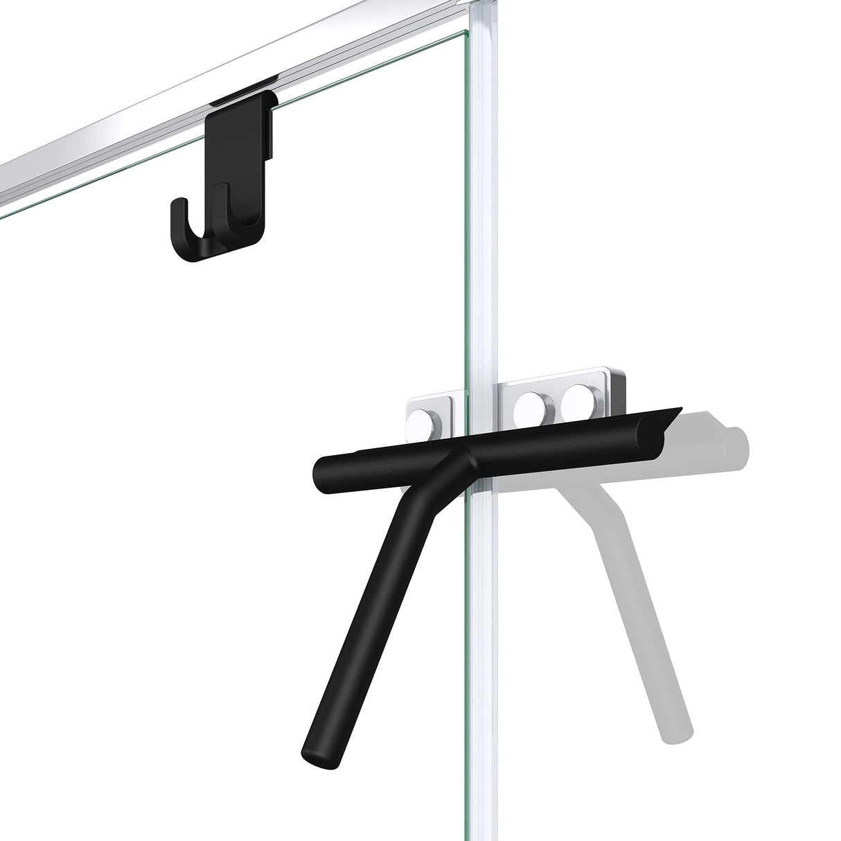 glasvilla Tergivetro per Doccia con Gancio, Tergivetro in Silicone per Finestre del Bagno, 19x21cm, Nero Opaco