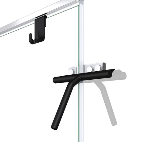 Raclette de douche Glasvilla, noir mat, avec support, raclette en silicone, 19 x 21 cm (L x l), raclette pour fenêtre de salle de bain