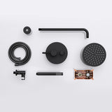 Système de douche bien-être à effet pluie Glasvilla, noir mat, avec pommeau de douche rond (Ø 19 cm), comprenant une douchette et un mitigeur monocommande au design intemporel.