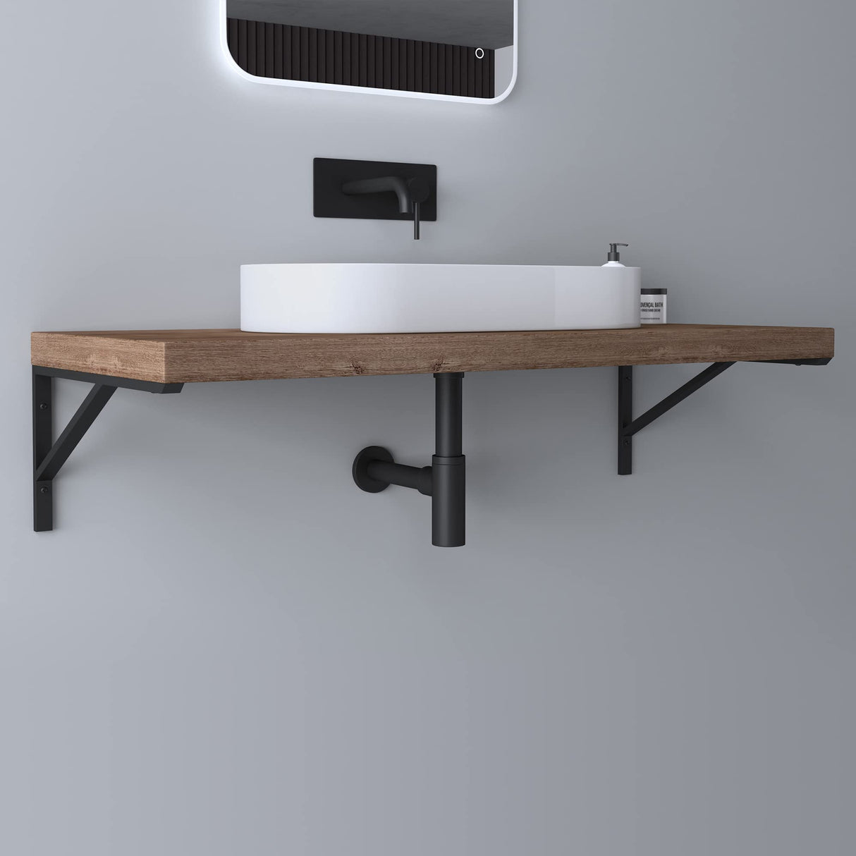 Support mural de lavabo en acier inoxydable Glasvilla Design WH02