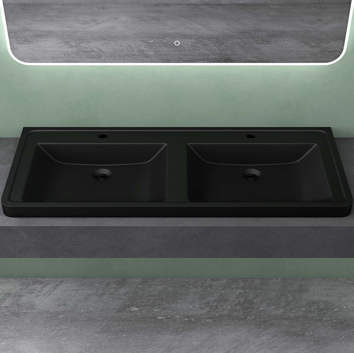 Lavabo Glasvilla, lavabo encastré, vasque rectangulaire en matériau minéral moulé avec trop-plein, Col8