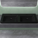 Lavabo Glasvilla, lavabo encastré, vasque rectangulaire en matériau minéral moulé avec trop-plein, Col8