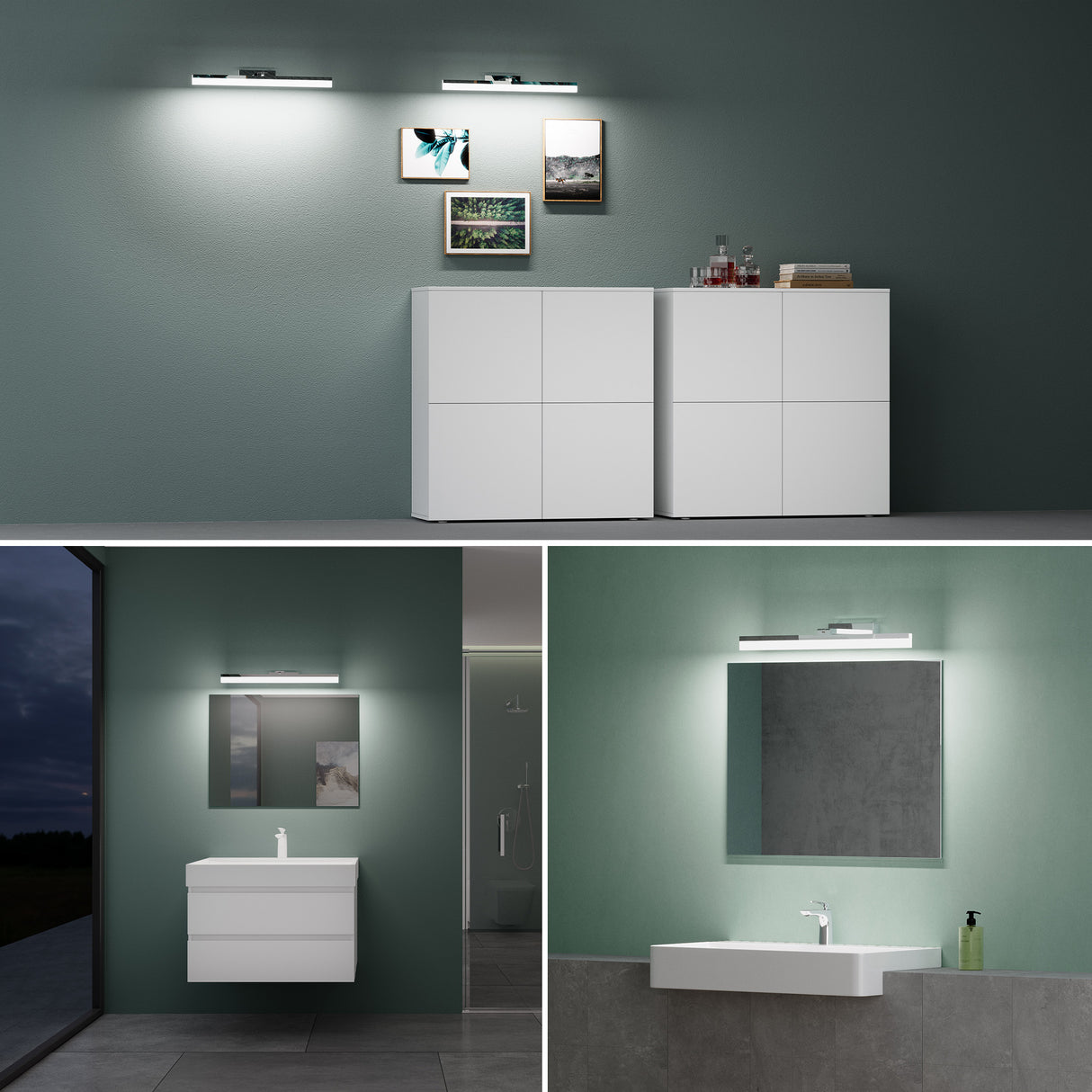 lámpara de espejo LED de 40 cm para baño | lámpara de espejo, 6000K lámpara de baño | giratoria 180° 9W Luxaris