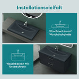 Lavabo Glasvilla, vasque encastrée, meuble-lavabo, en fonte minérale, rectangulaire, 1 trou de robinetterie, avec trop-plein, Col01