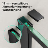 glasvilla Duschwand für Dusche Duschabtrennung  Walk-In Dusche  Duschtrennwand Schwarz 8mm ESG-Sicherheitsglas NANO Klarglas mit geometrischem Design MMBR3 Bremen01Plus-GM