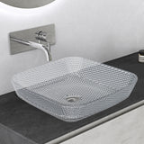 Lavabo en verre à poser Glasvilla, vasque rectangulaire, dimensions L x P x H : 40 x 40 x 11 cm (Minerva03)
