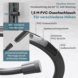 glasvilla Duschsystem mit Regendusche Duschkopf 3 Strahlarten höhenverstellbar Duschbrause mit Unterauslauf aus Aluminium Duschsystem10