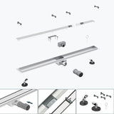 Bonde de douche Glasvilla en acier inoxydable | Kit de siphon complet pour salle de bain | Carrelable, débit de 35 l/min | Filtre à cheveux KE110