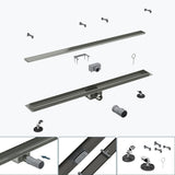 Bonde de douche Glasvilla en acier inoxydable | Kit de siphon complet pour salle de bain | Carrelable, débit de 35 l/min | Filtre à cheveux KE110