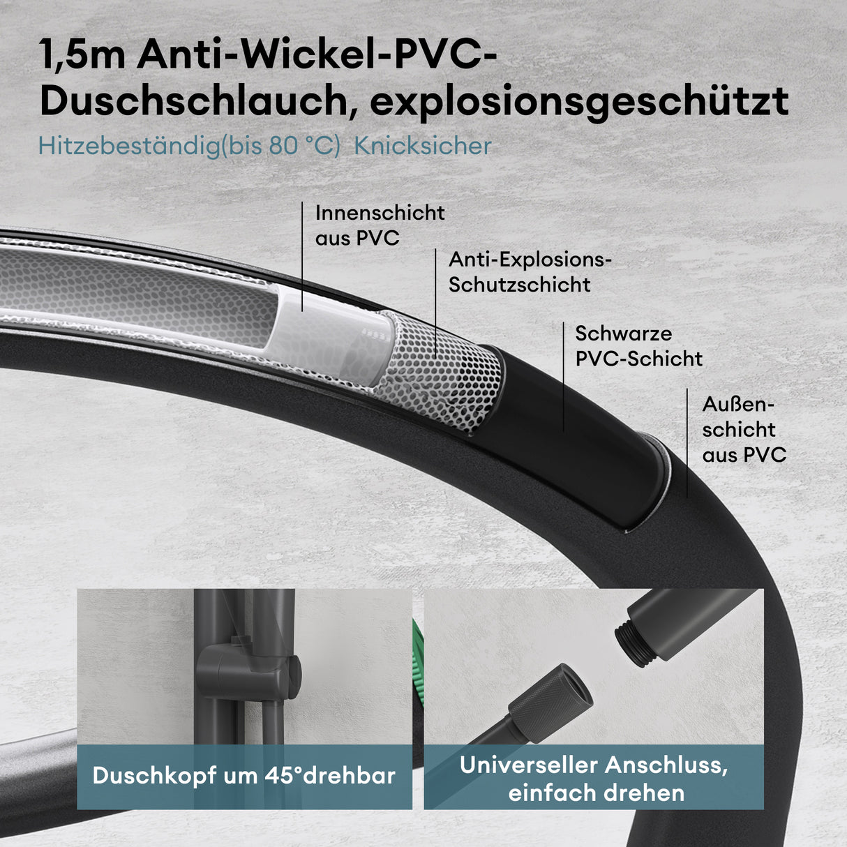 Système de douche Glasvilla avec thermostat, kit de robinetterie complet avec verrouillage de sécurité, 3 jets, pommeau de douche réglable en hauteur avec bec inférieur en laiton, système de douche 9
